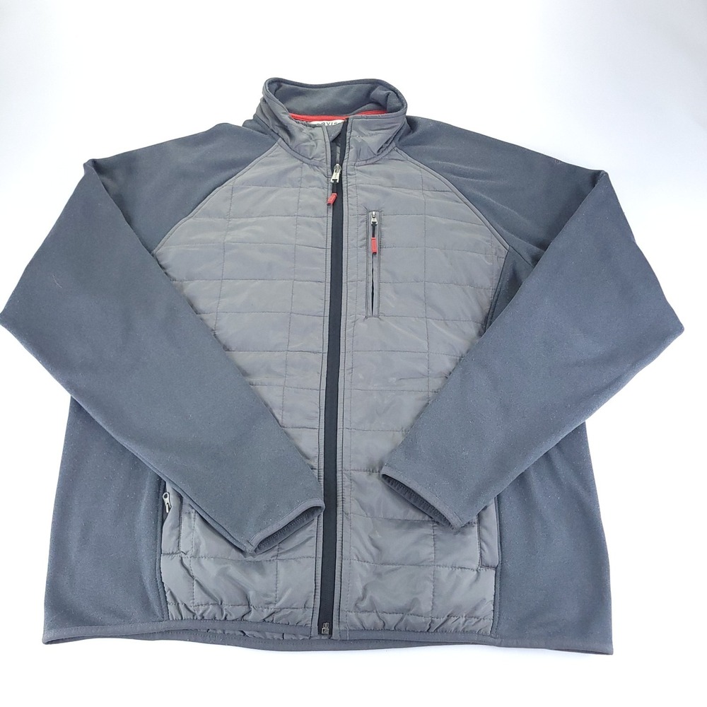 Orvis Hybrid Puffer Jacket Mens Large Gray Lightweight Packable Zip Chest Pocket